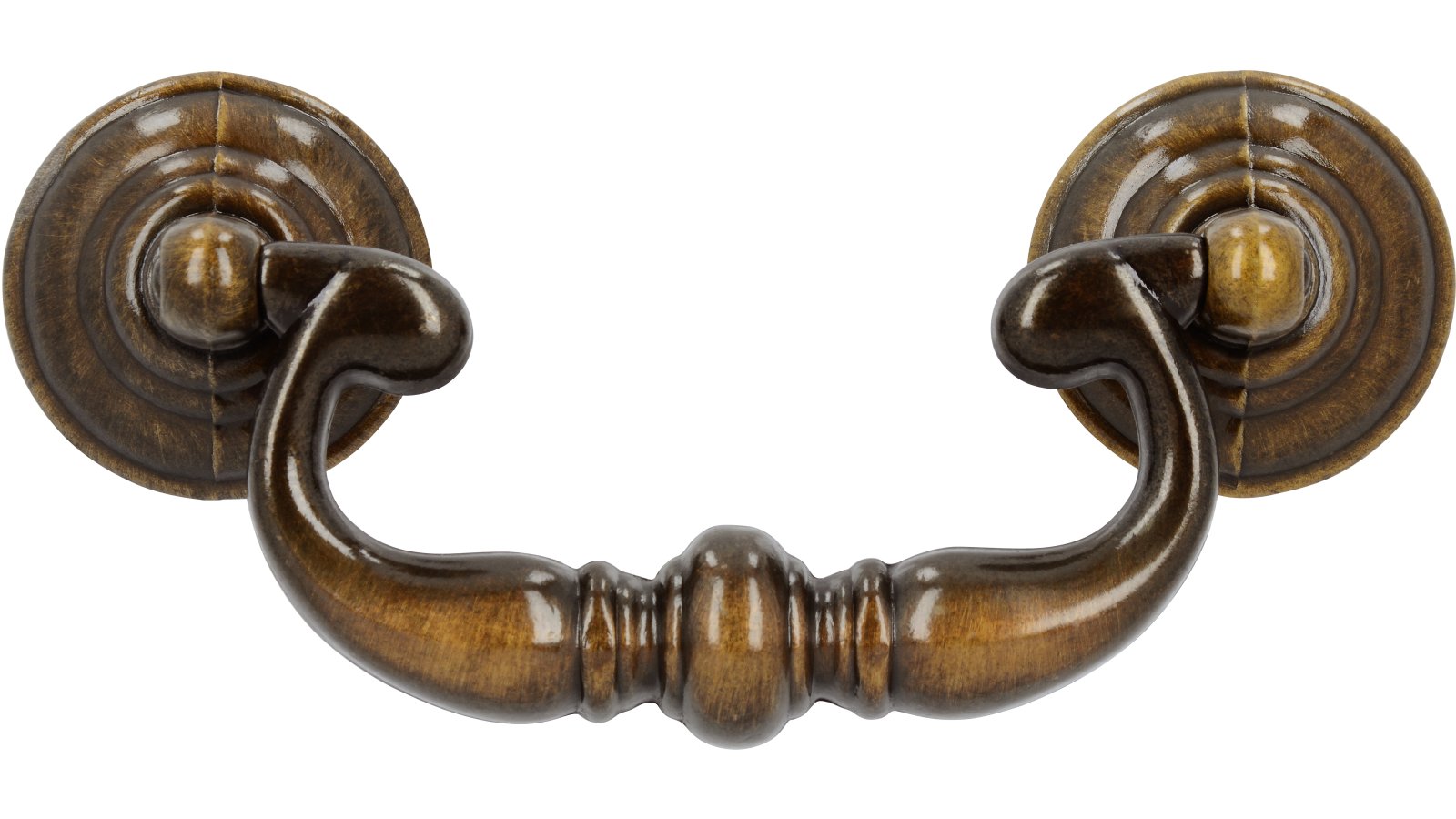 Klöppel Dachau Druckguss altmessingfarbig brüniert getrommelt - 106 mm lang  vor weißem Hintergrund