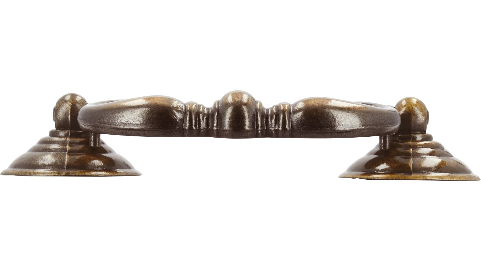 Klöppel Dachau Druckguss altmessingfarbig brüniert getrommelt - 106 mm lang  vor weißem Hintergrund