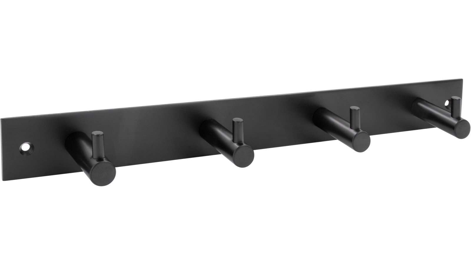 Hakenleiste-Sande-schwarz-Stahl-laenge-322-841280-seitlich Hakenleiste Sande Stahl schwarz matt pulverbeschichtet - 322 mm lang vor weißem Hintergrund