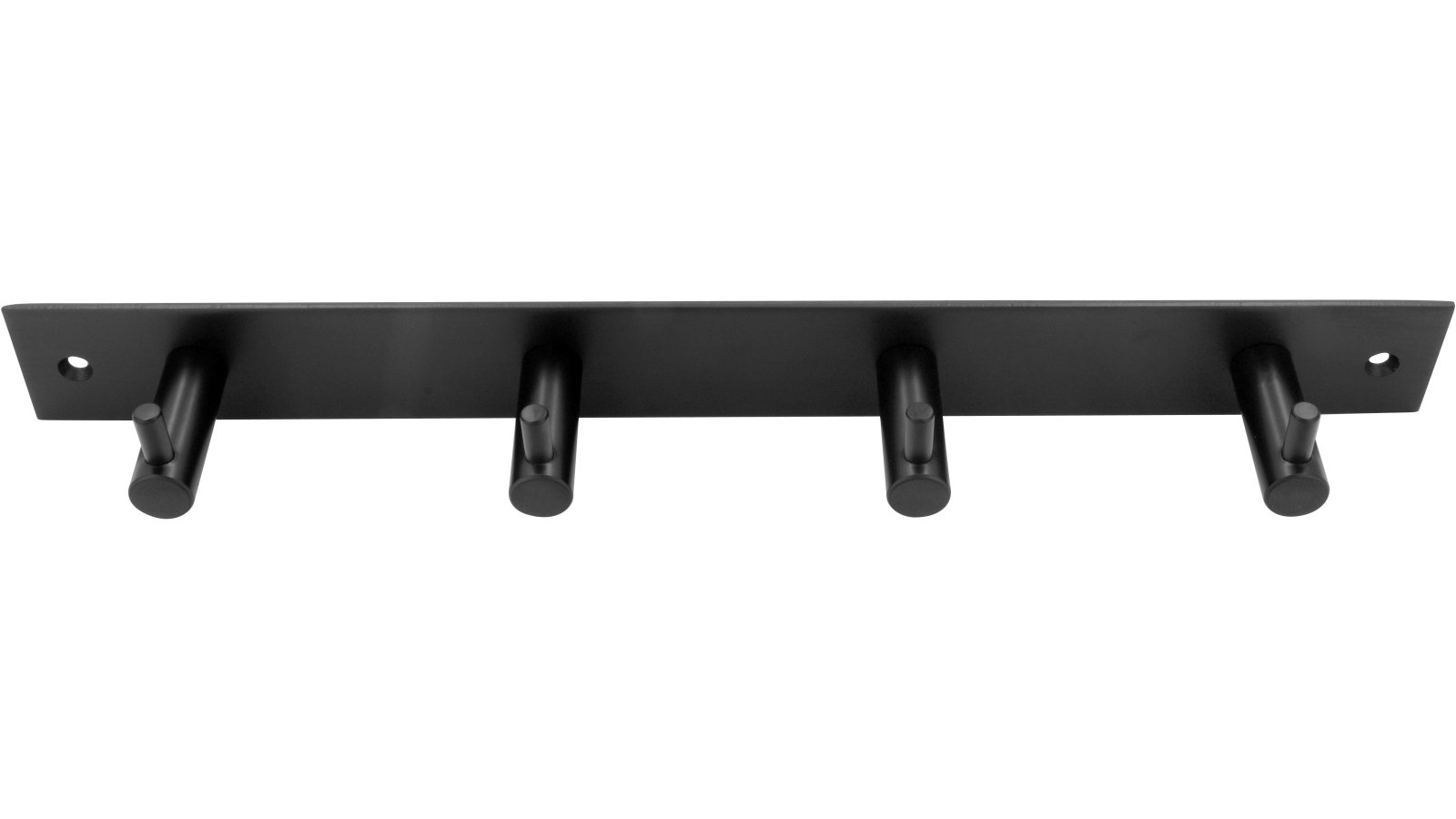 Hakenleiste-Sande-schwarz-Stahl-laenge-322-841280-stehend Hakenleiste Sande Stahl schwarz matt pulverbeschichtet - 322 mm lang vor weißem Hintergrund