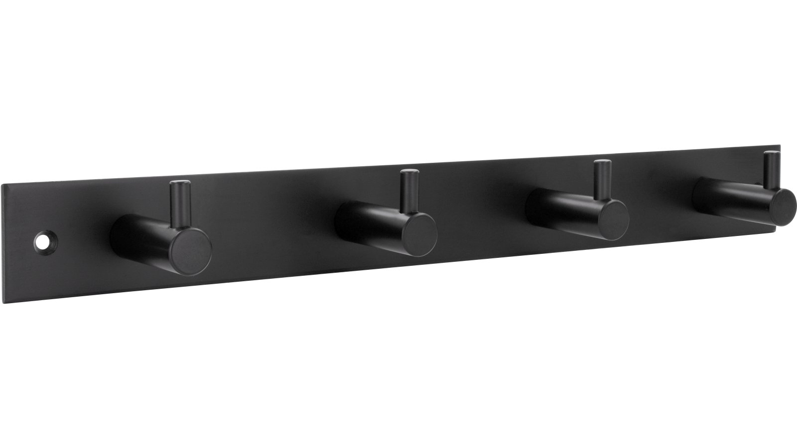 Hakenleiste-Sande-schwarz-Stahl-laenge-322-841280 Hakenleiste Sande Stahl schwarz matt pulverbeschichtet - 322 mm lang vor weißem Hintergrund