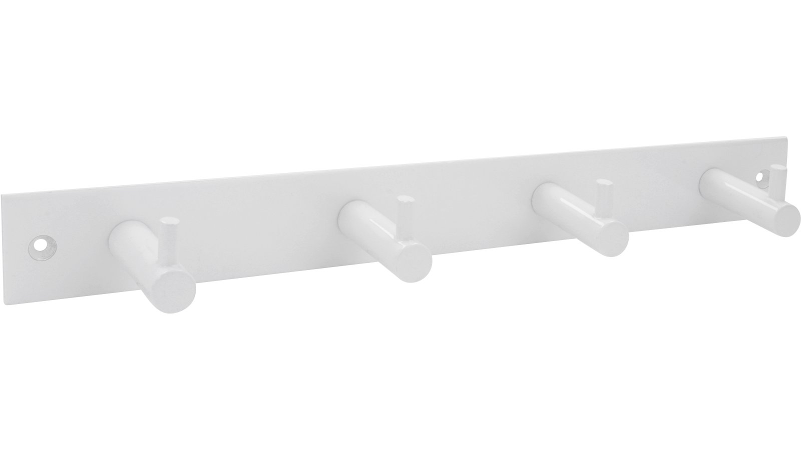 Hakenleiste Sande Stahl reinweiß pulverbeschichtet - 322 mm lang  vor weißem Hintergrund