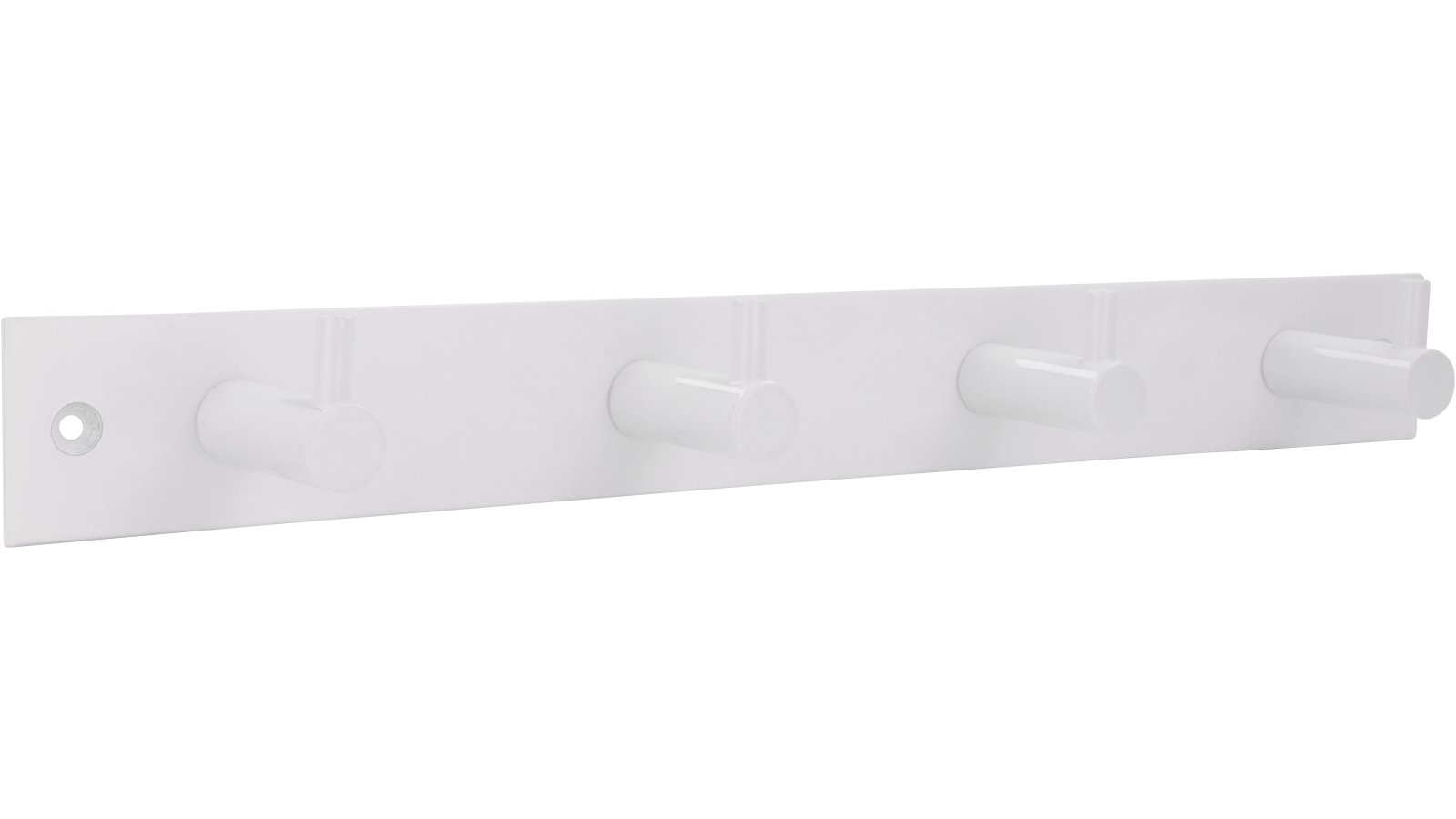 Hakenleiste Sande Stahl reinweiß pulverbeschichtet - 322 mm lang  vor weißem Hintergrund