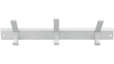 Hakenleiste Schopfheim Aluminium - Kunststoff silber natur matt weiß - 330 mm lang  vor weißem Hintergrund
