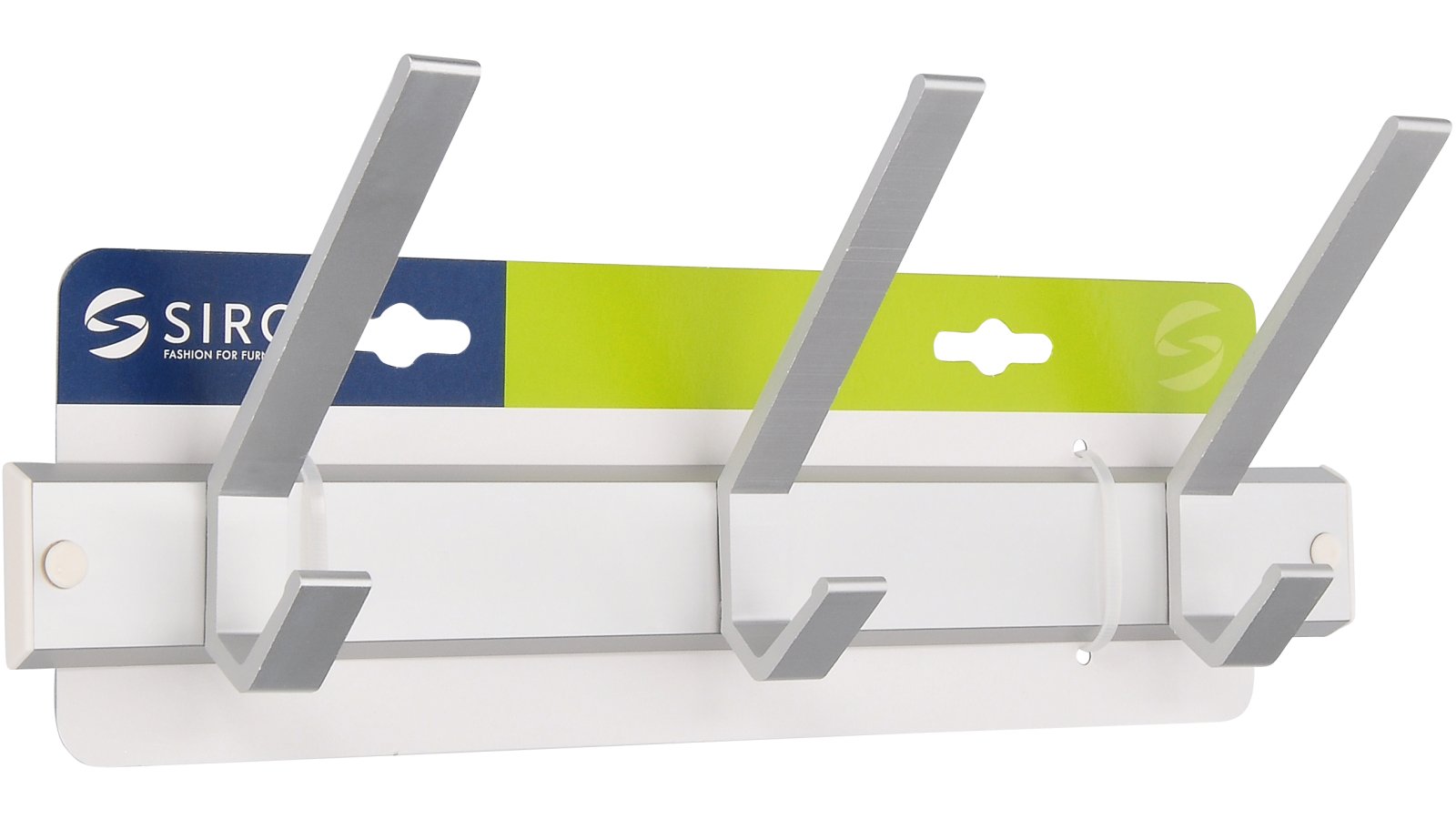 Hakenleiste Schopfheim Aluminium - Kunststoff silber natur matt weiß - 330 mm lang  vor weißem Hintergrund