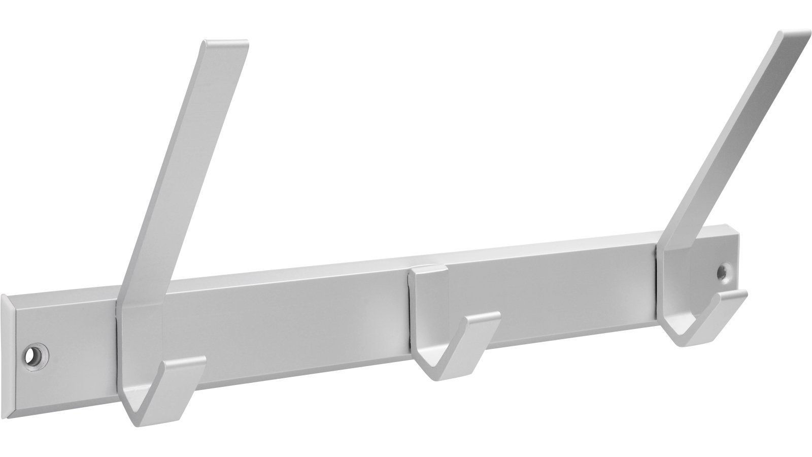 Hakenleiste Telgte Aluminium - Kunststoff silber natur matt weiß - 320 mm lang  vor weißem Hintergrund