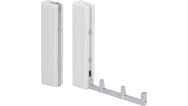 Klapparm Bad-Salzdefurth Druckguss - Kunststoff chrom glänzend weiß - 121 mm lang vor weißem Hintergrund