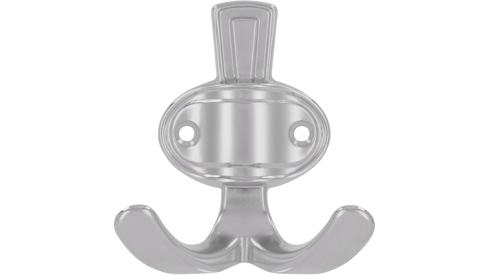 Haken Forchheim Druckguss chrom glänzend - 76 mm lang  vor weißem Hintergrund