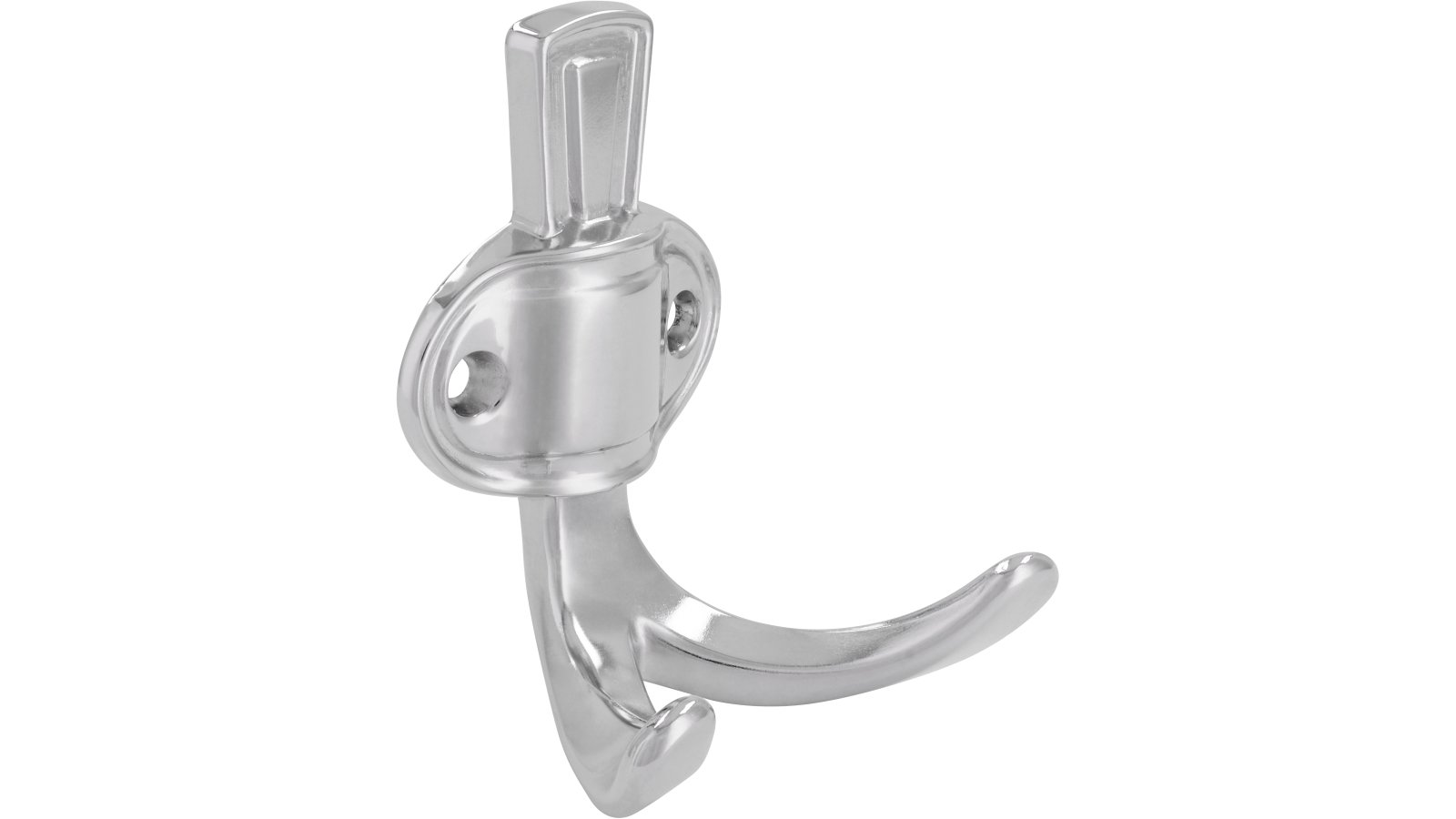 Haken Forchheim Druckguss chrom glänzend - 76 mm lang  vor weißem Hintergrund