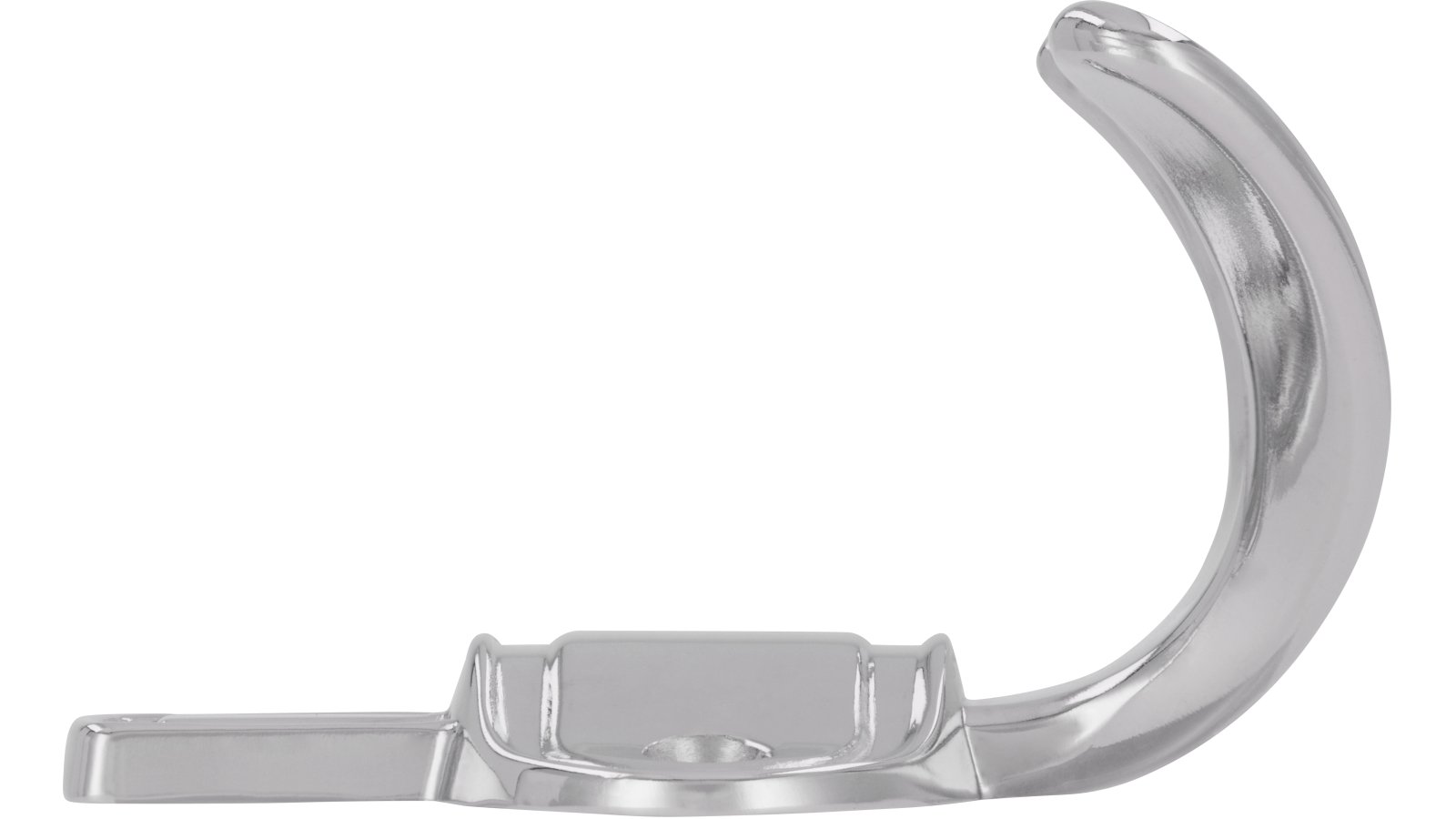 Haken Forchheim Druckguss chrom glänzend - 76 mm lang  vor weißem Hintergrund