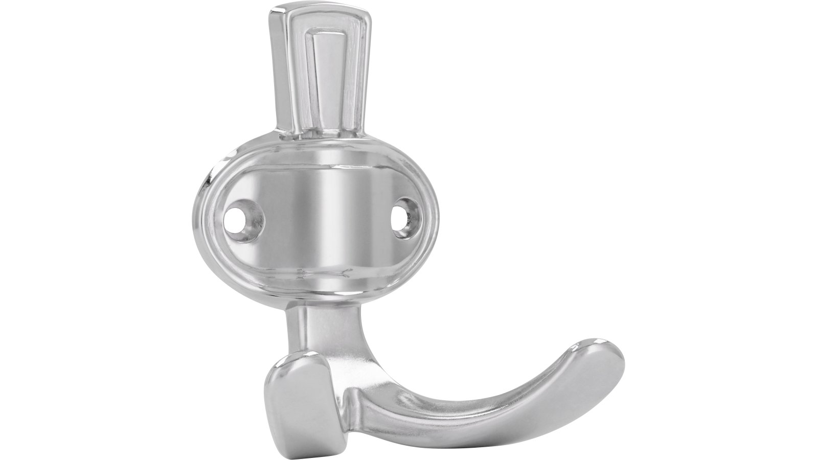 Haken Forchheim Druckguss chrom glänzend - 76 mm lang  vor weißem Hintergrund