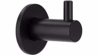 Haken Hüttenberg Stahl schwarz matt pulverbeschichtet - 30 mm lang vor weißem Hintergrund