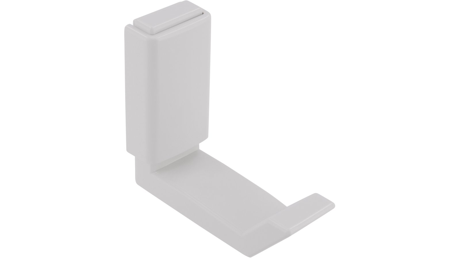 Haken Lehrte Kunststoff weiß - 57 mm lang  vor weißem Hintergrund