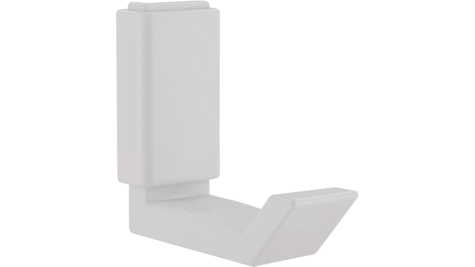 Haken Lehrte Kunststoff weiß - 57 mm lang  vor weißem Hintergrund