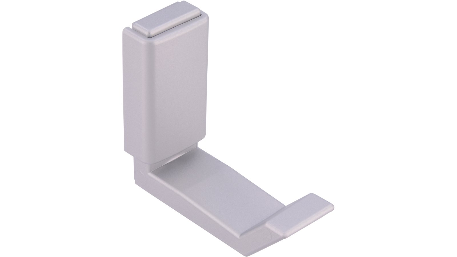 Haken Lehrte Kunststoff metallisiert weißaluminium - 57 mm lang  vor weißem Hintergrund