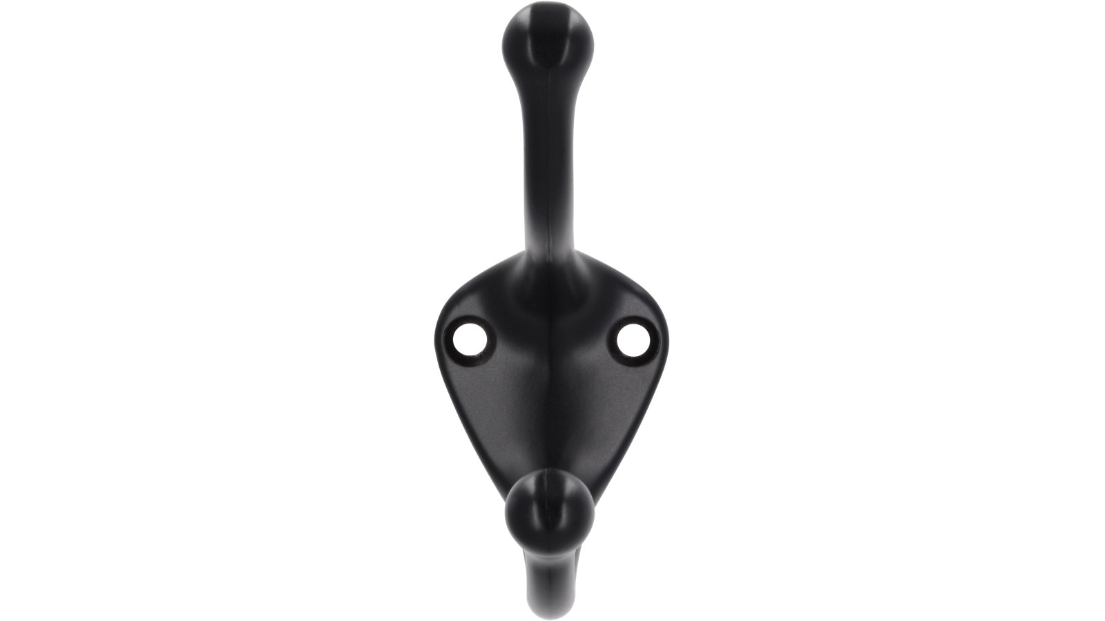 Kleiderhaken-Lippstadt-schwarz-Zinkdruckguss-laenge-82-796628-front Haken Lippstadt Druckguss schwarz matt pulverbeschichtet - 82 mm lang vor weißem Hintergrund