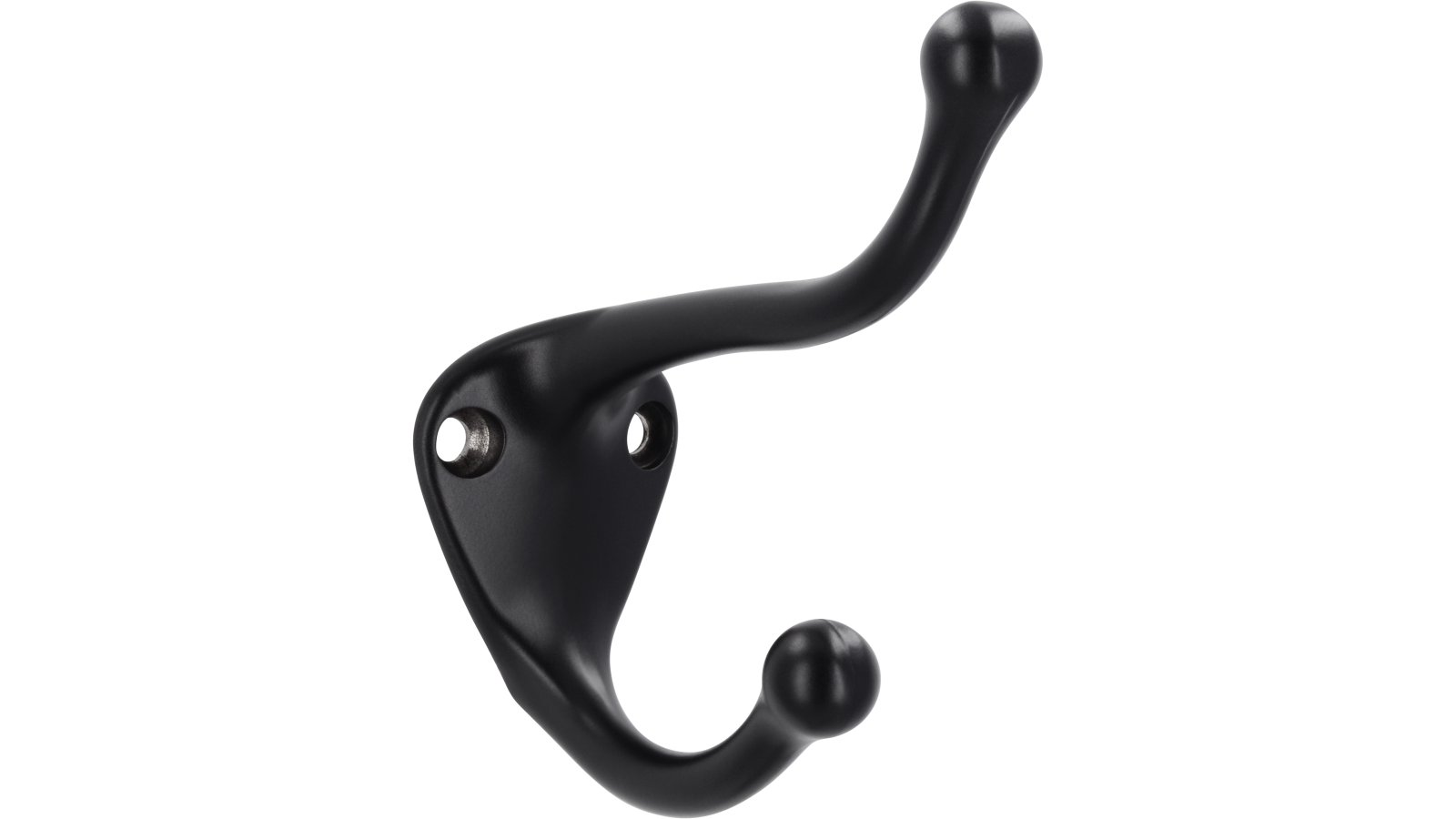 Kleiderhaken-Lippstadt-schwarz-Zinkdruckguss-laenge-82-796628-seitlich Haken Lippstadt Druckguss schwarz matt pulverbeschichtet - 82 mm lang vor weißem Hintergrund