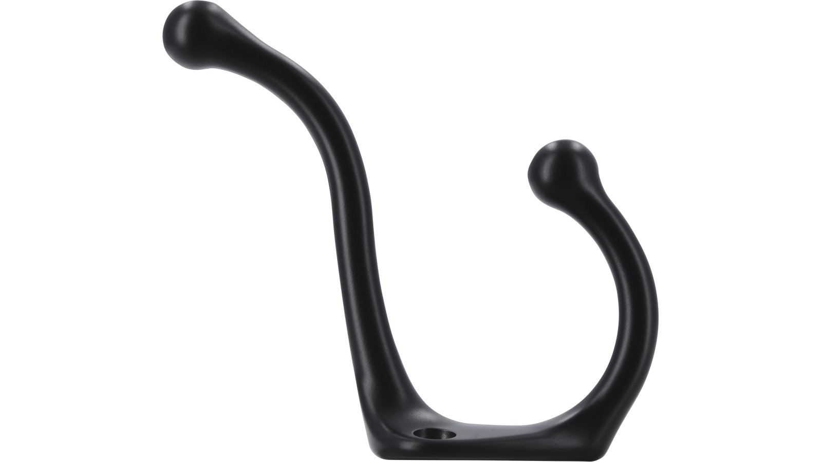 Kleiderhaken-Lippstadt-schwarz-Zinkdruckguss-laenge-82-796628-stehend Haken Lippstadt Druckguss schwarz matt pulverbeschichtet - 82 mm lang vor weißem Hintergrund