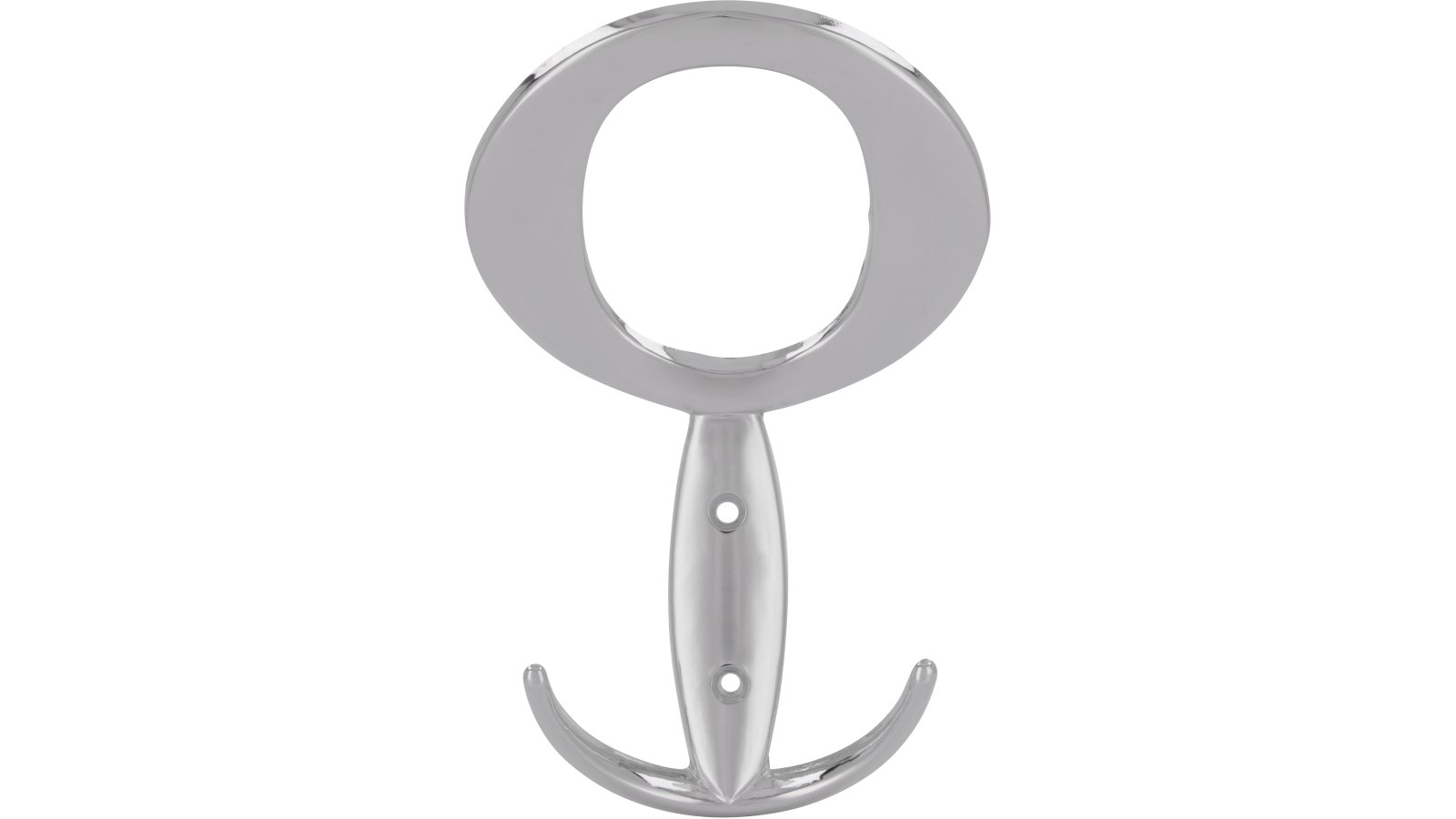 Haken Lübbecke Druckguss chrom glänzend - 147 mm lang  vor weißem Hintergrund