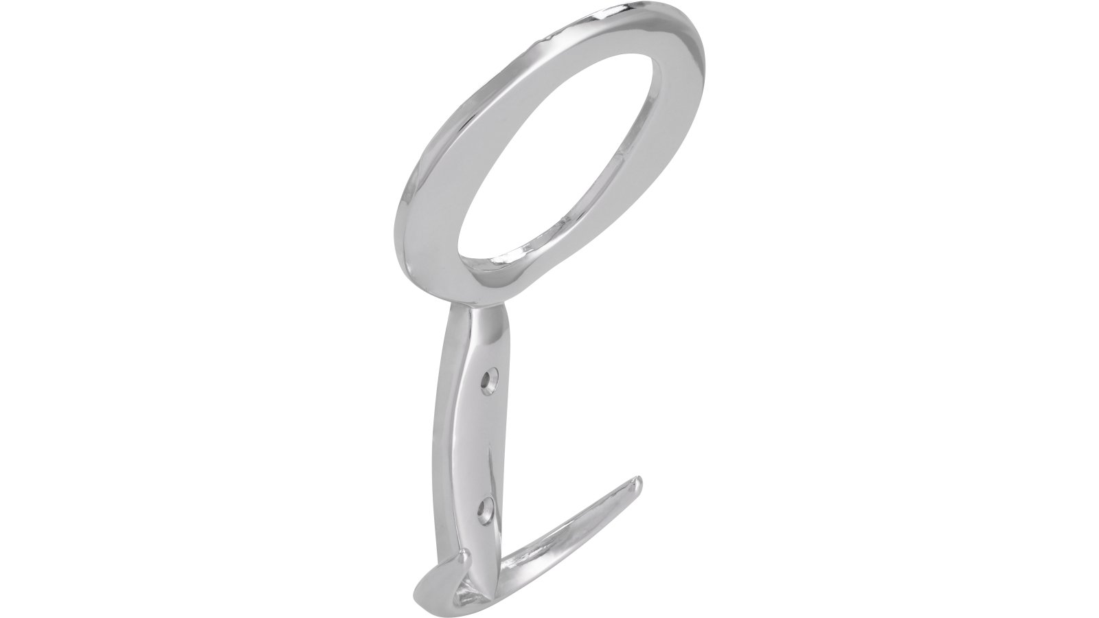 Haken Lübbecke Druckguss chrom glänzend - 147 mm lang  vor weißem Hintergrund