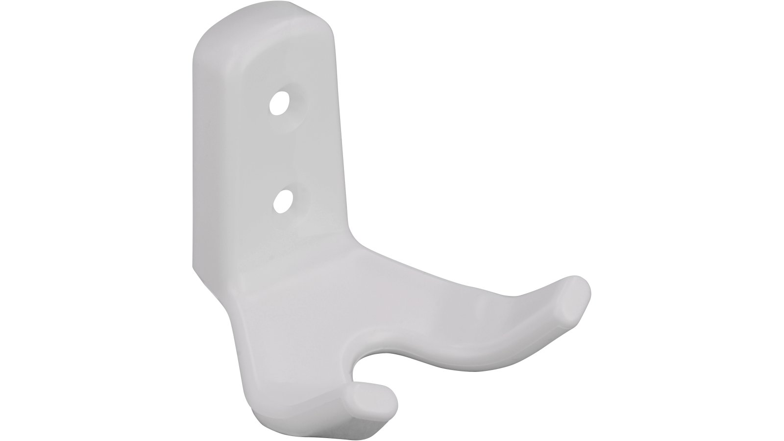 Haken Magdeburg Kunststoff weiß - 62 mm lang  vor weißem Hintergrund