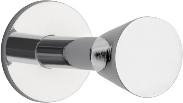 Haken Mansfeld Druckguss chrom glänzend - 18 mm lang vor weißem Hintergrund