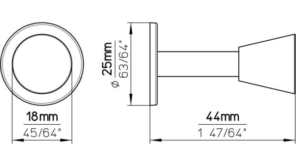 Haken Mansfeld Druckguss schwarz matt pulverbeschichtet - 25 mm lang  vor weißem Hintergrund