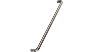 Griff BASE Zink - Grau antik - 332 mm lang vor weißem Hintergrund