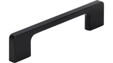 Griff Bad-Reichenhall Druckguss schwarz matt pulverbeschichtet - 140 mm lang vor weißem Hintergrund