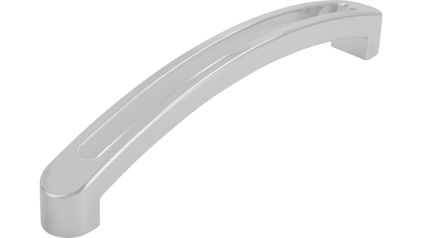 Moebelgriff-Beckum-chrom-Kunststoff-laenge-142-663524 Griff Beckum Kunststoff metallisiert chrom glänzend - 142 mm lang vor weißem Hintergrund