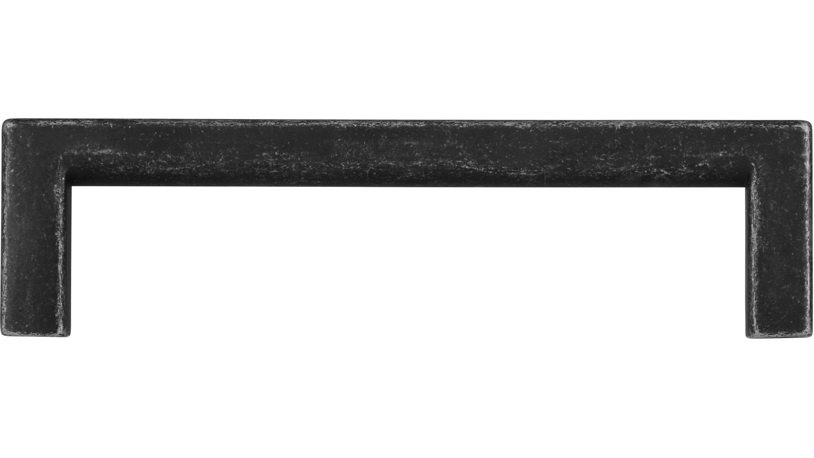 Griff Bruckmühl Druckguss eisenfarbig getrommelt matt - 104 mm lang  vor weißem Hintergrund