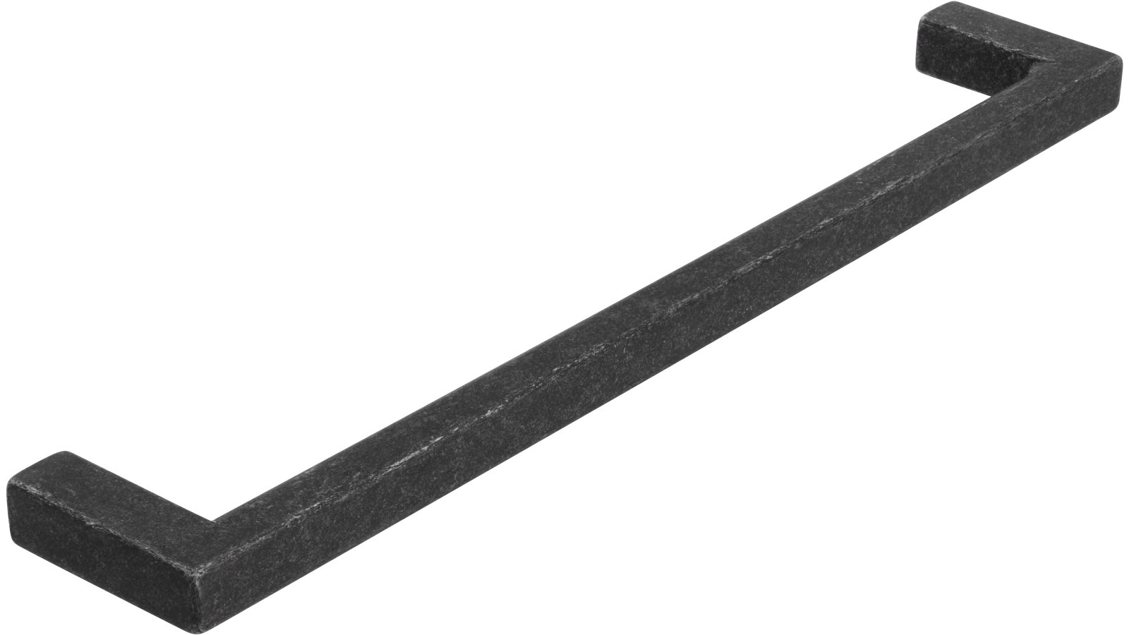 Griff Bruckmühl Druckguss eisenfarbig getrommelt matt - 168 mm lang  vor weißem Hintergrund