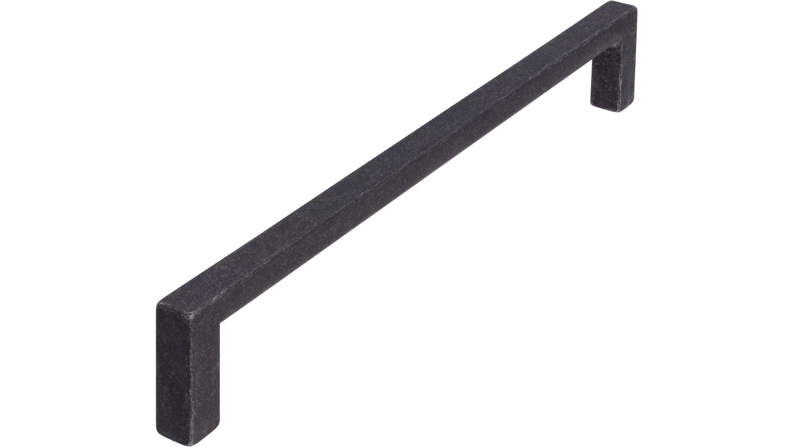 Griff Bruckmühl Druckguss eisenfarbig getrommelt matt - 168 mm lang  vor weißem Hintergrund
