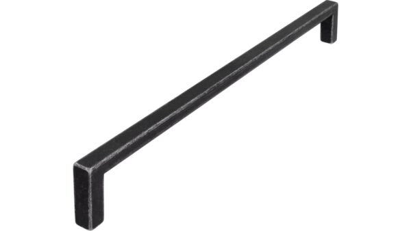 Griff Bruckmühl Druckguss eisenfarbig getrommelt matt - 232 mm lang  vor weißem Hintergrund