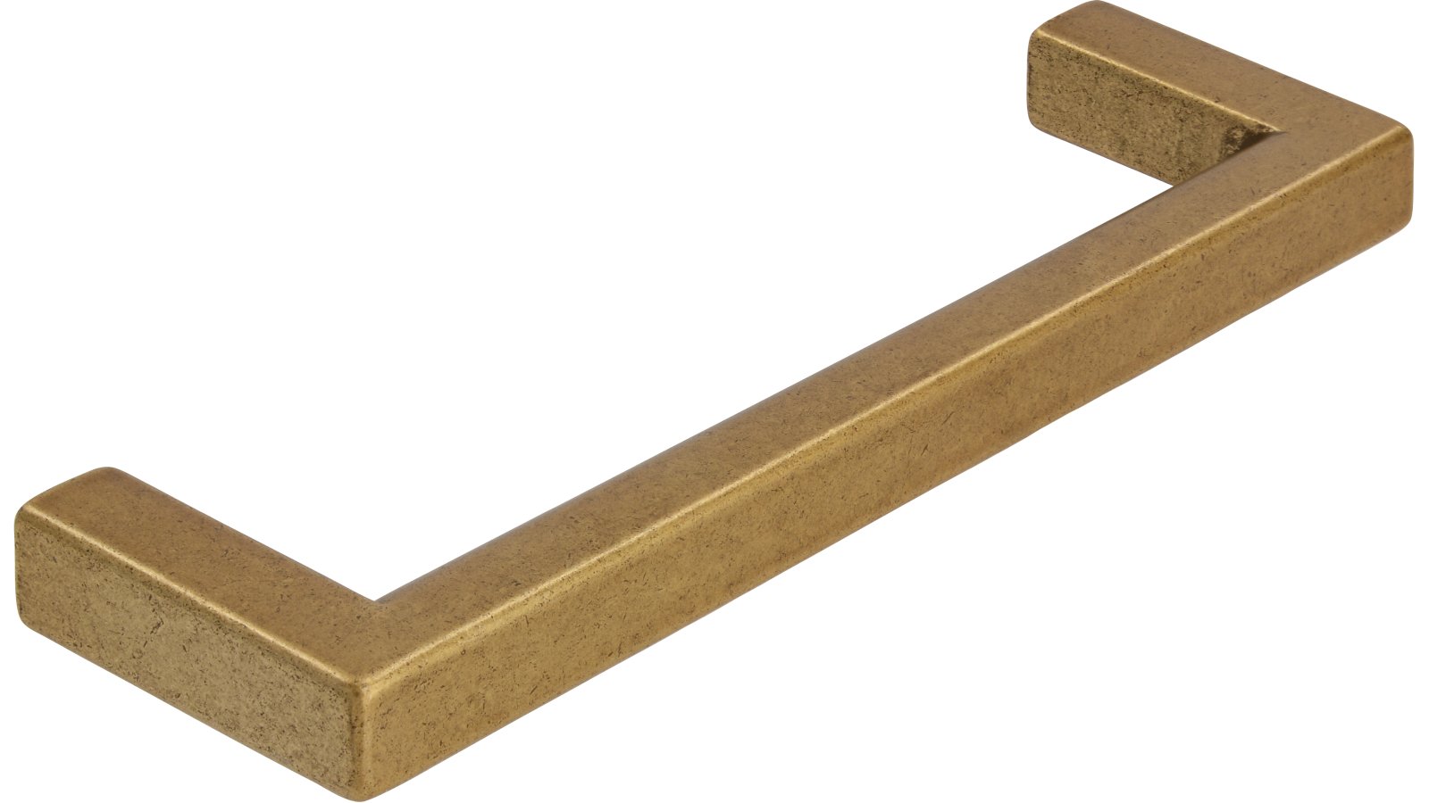 Griff Bruckmühl Druckguss messingfarbig getrommelt matt - 104 mm lang  vor weißem Hintergrund