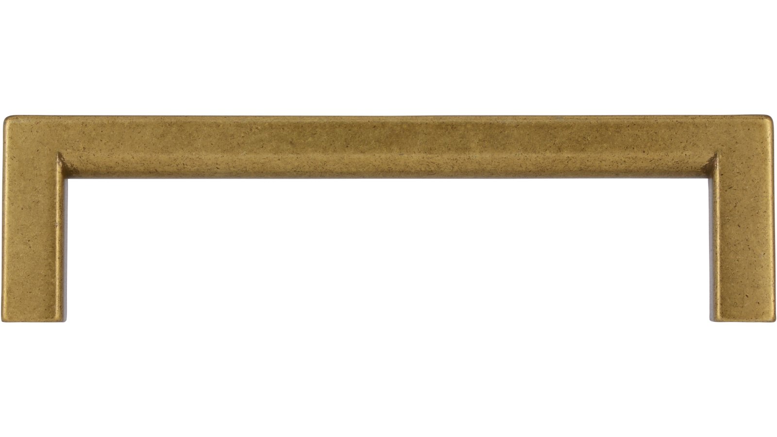 Griff Bruckmühl Druckguss messingfarbig getrommelt matt - 104 mm lang  vor weißem Hintergrund