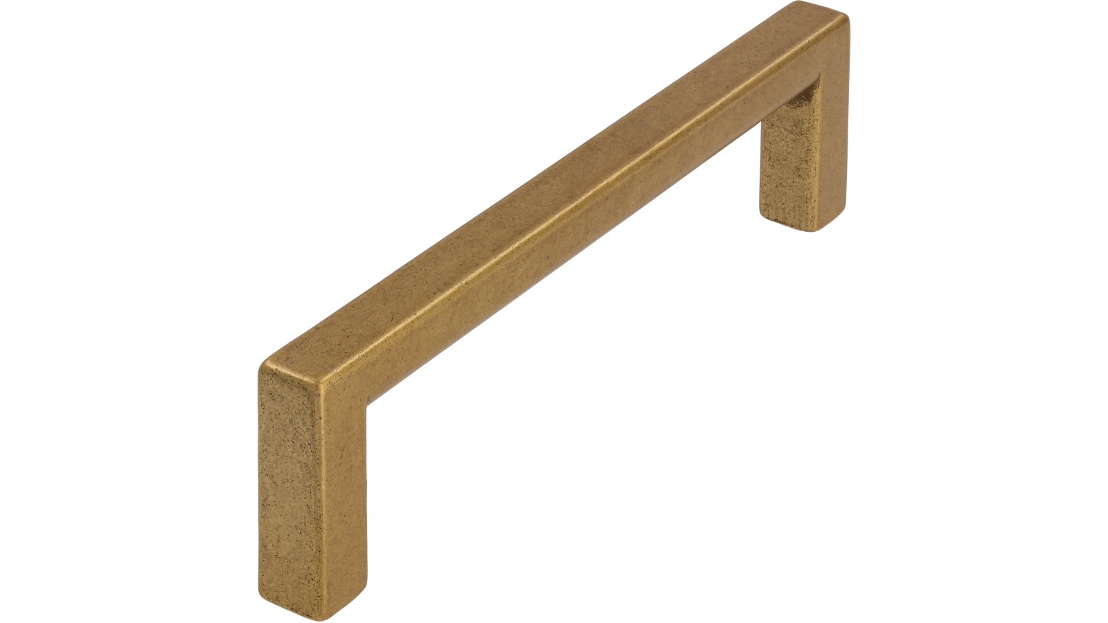 Griff Bruckmühl Druckguss messingfarbig getrommelt matt - 104 mm lang  vor weißem Hintergrund