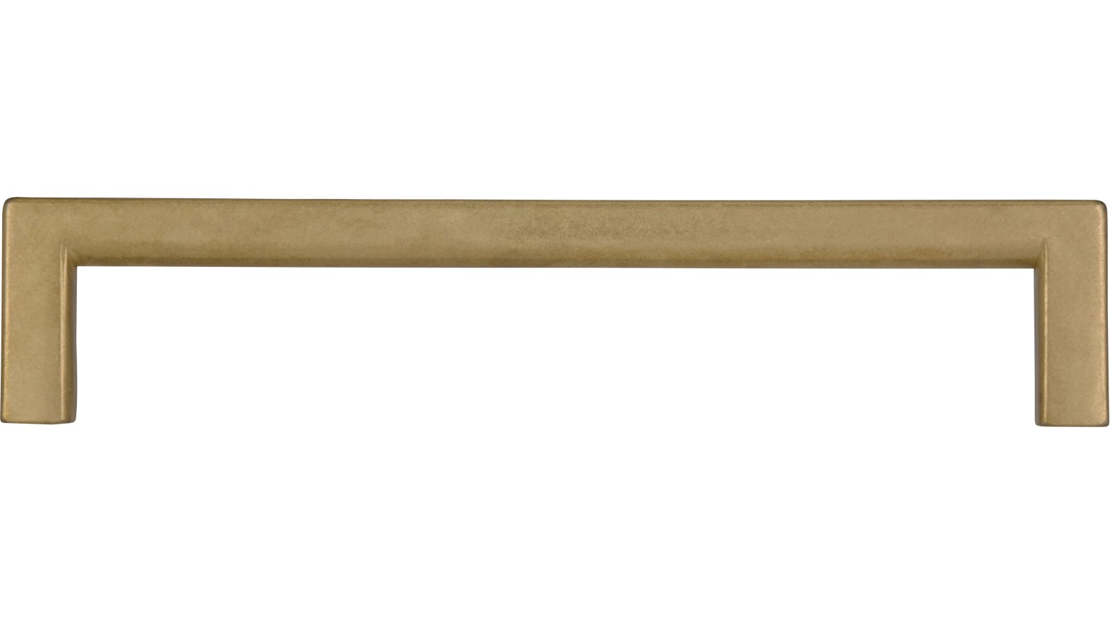 Griff Bruckmühl Druckguss messingfarbig getrommelt matt - 136 mm lang  vor weißem Hintergrund