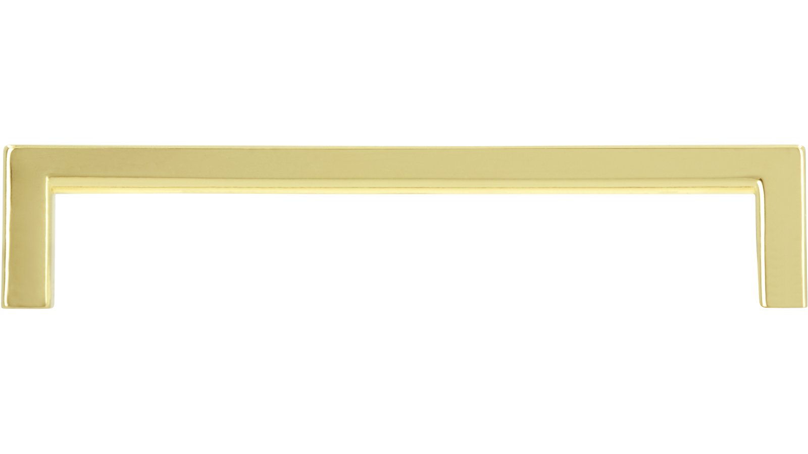 Griff Bruckmühl Druckguss glänzend vermessingt - 136 mm lang  vor weißem Hintergrund