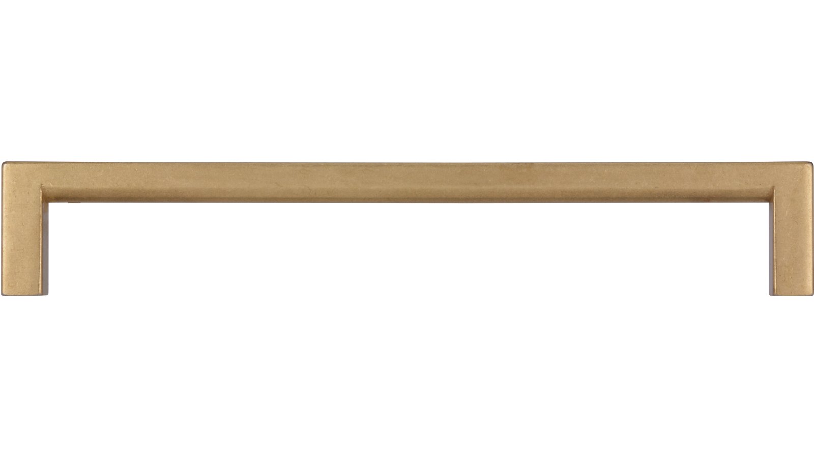 Griff Bruckmühl Druckguss messingfarbig getrommelt matt - 168 mm lang  vor weißem Hintergrund