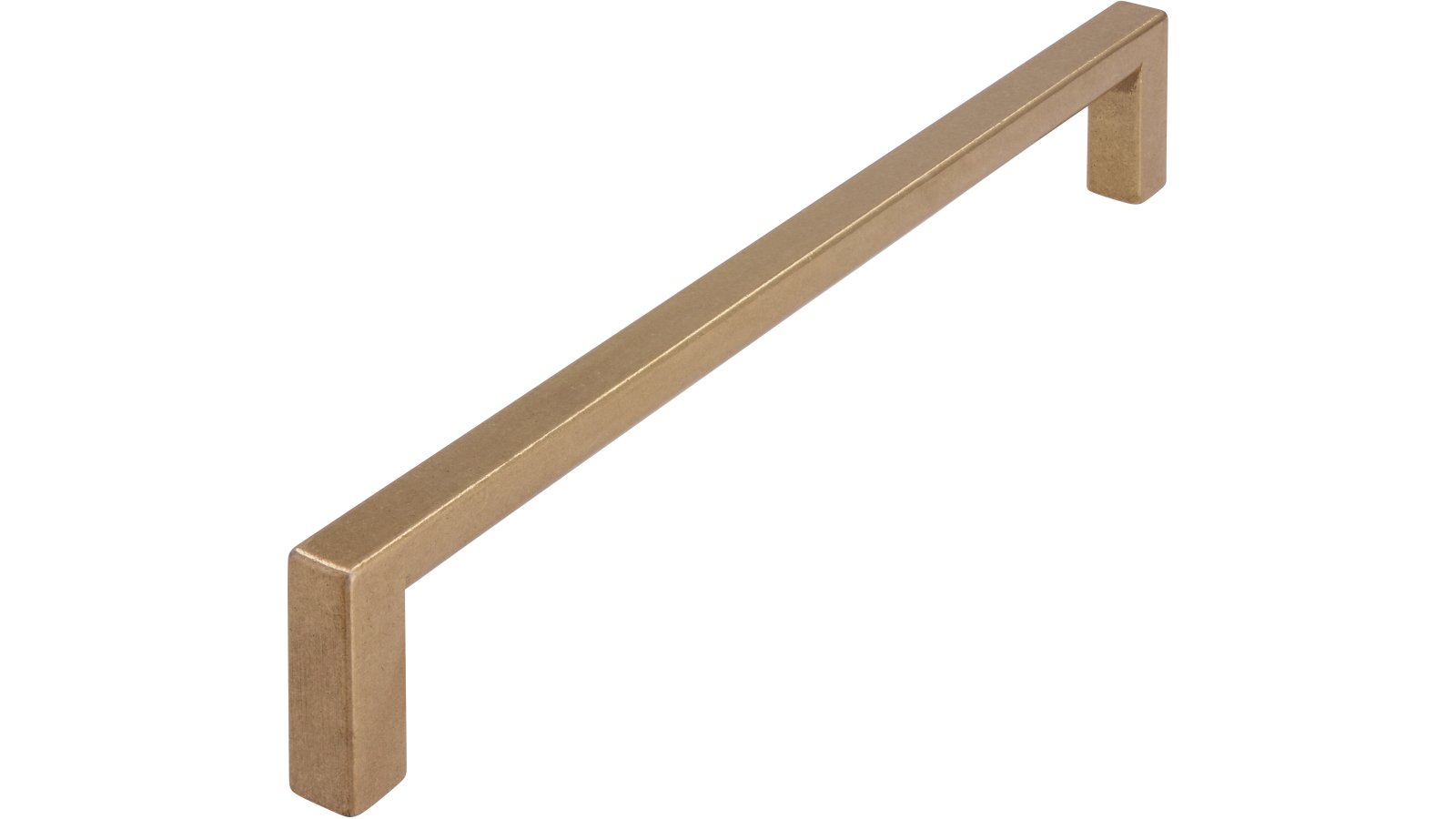 Griff Bruckmühl Druckguss messingfarbig getrommelt matt - 168 mm lang  vor weißem Hintergrund