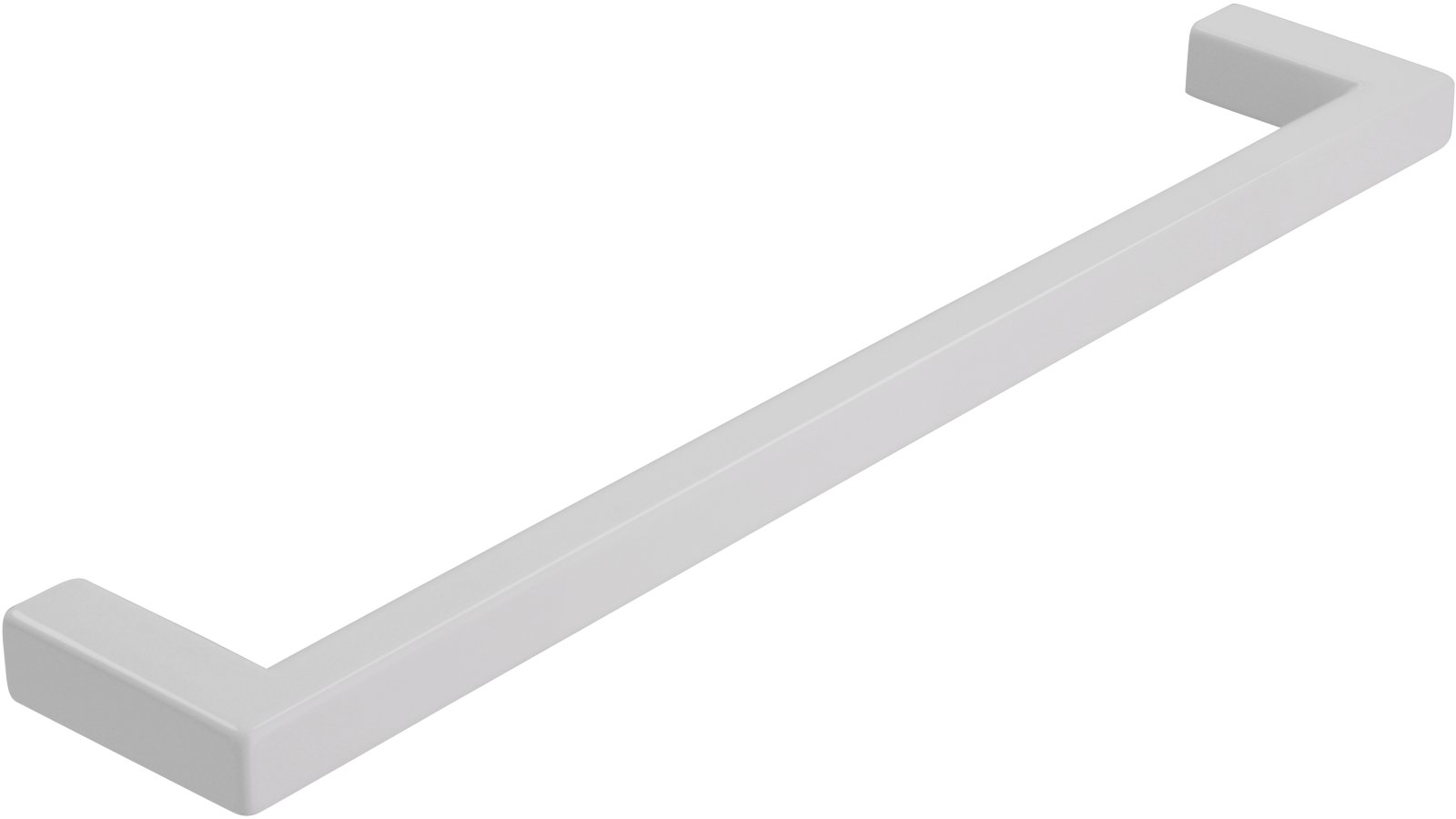Griff Bruckmühl Druckguss reinweiß pulverbeschichtet - 168 mm lang  vor weißem Hintergrund