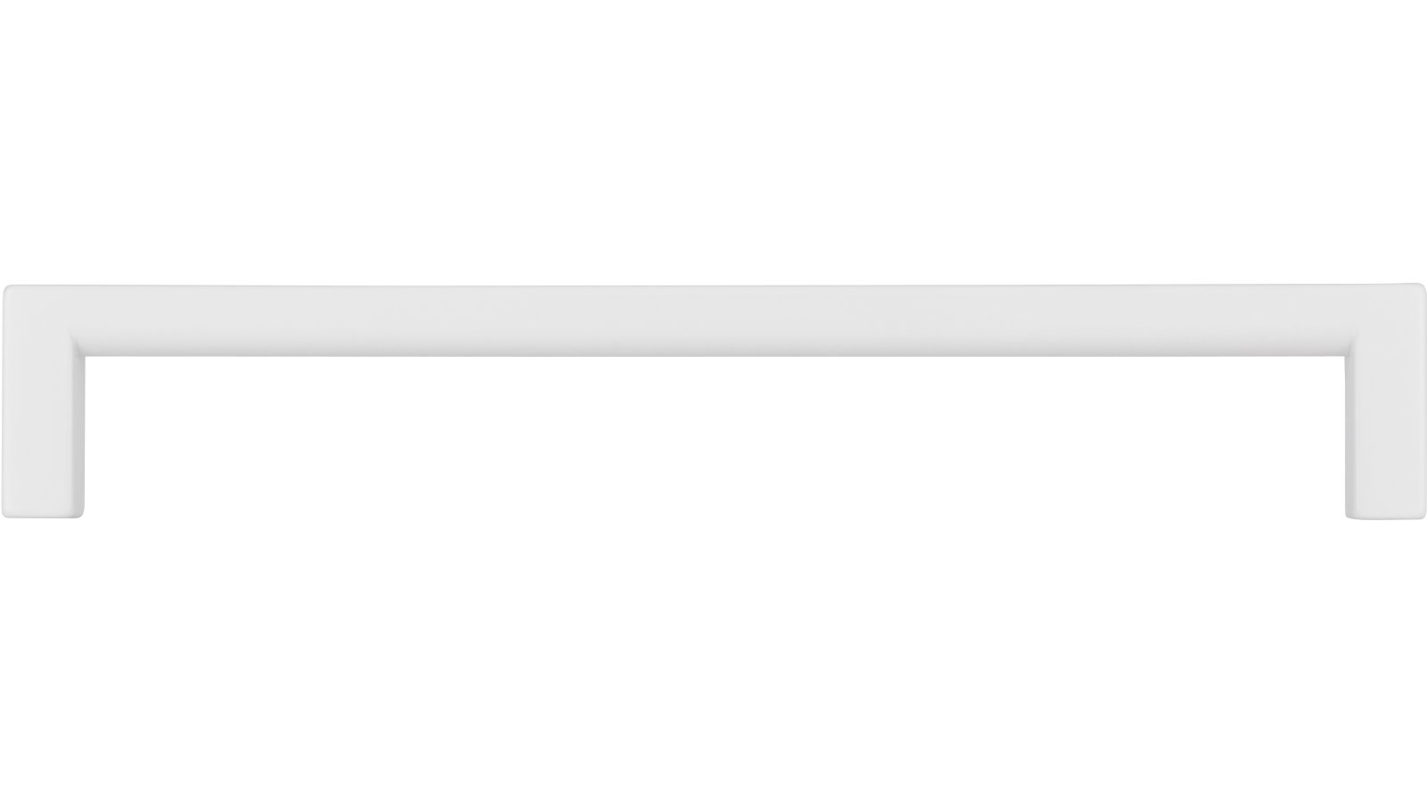 Griff Bruckmühl Druckguss reinweiß pulverbeschichtet - 168 mm lang  vor weißem Hintergrund