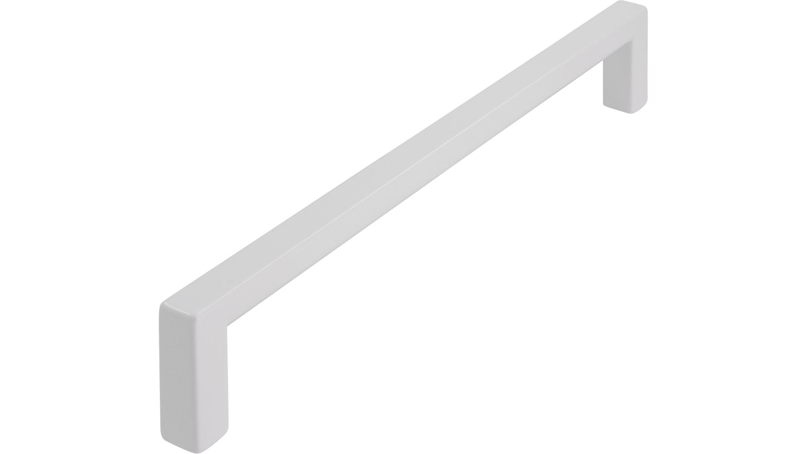 Griff Bruckmühl Druckguss reinweiß pulverbeschichtet - 168 mm lang  vor weißem Hintergrund