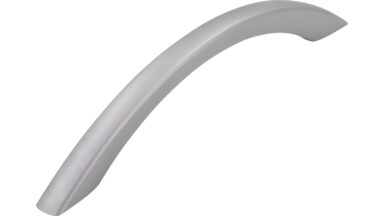 Griff Castrop-Rauxel Kunststoff metallisiert weißaluminium - 166 mm lang vor weißem Hintergrund