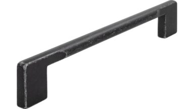 Griff Clausthal-Zellerfeld Druckguss eisenfarbig getrommelt matt - 180 mm lang vor weißem Hintergrund