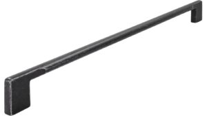 Griff Clausthal-Zellerfeld Druckguss eisenfarbig getrommelt matt - 340 mm lang vor weißem Hintergrund