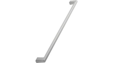 Griff DINER Zink - Edelstahloptik - 340 mm lang vor weißem Hintergrund