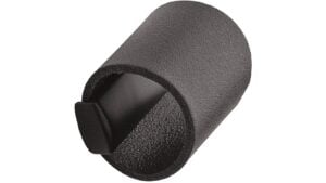 Griff DRUM Leder,Zink - schwarz/schwarz - 40 mm lang  vor weißem Hintergrund