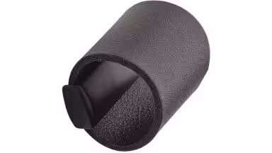 Griff DRUM Leder,Zink - schwarz/schwarz - 40 mm lang vor weißem Hintergrund